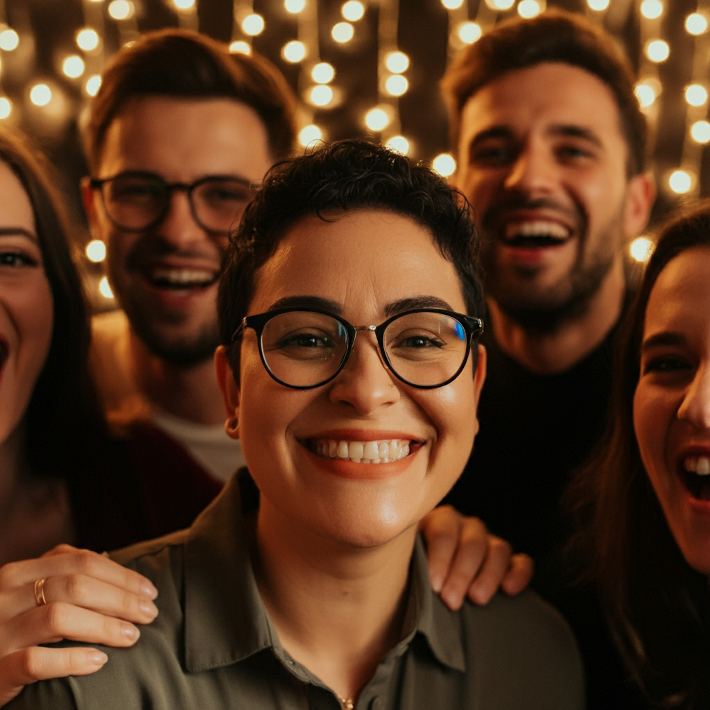 Grupo de personas felices celebrando y disfrutando juntos