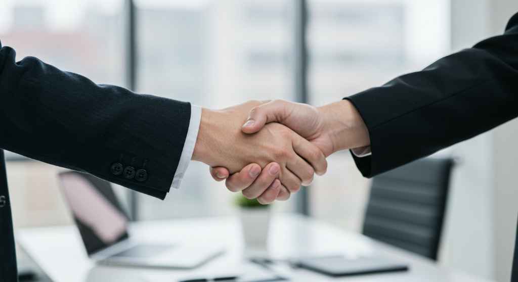 Primer plano de un apretón de manos, simbolizando la construcción de confianza y el respeto mutuo