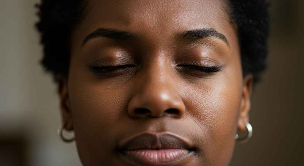 Mujer con ojos cerrados, simbolizando la autorregulación y el control emocional
